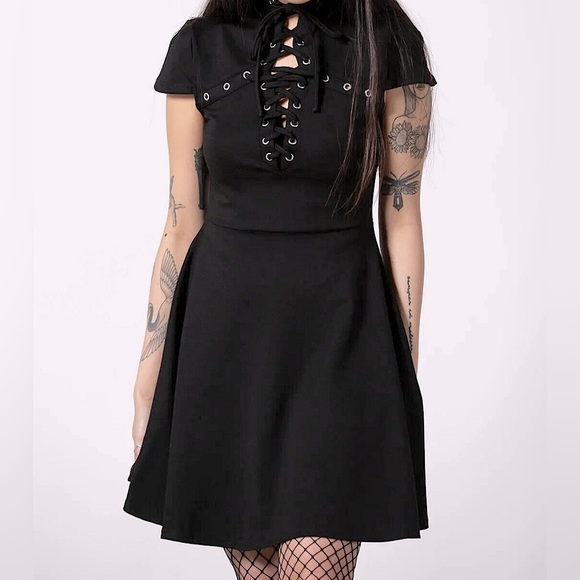 Killstar NWT Tied Up Goth Bondage Skater Dress - Picture 1 of 3